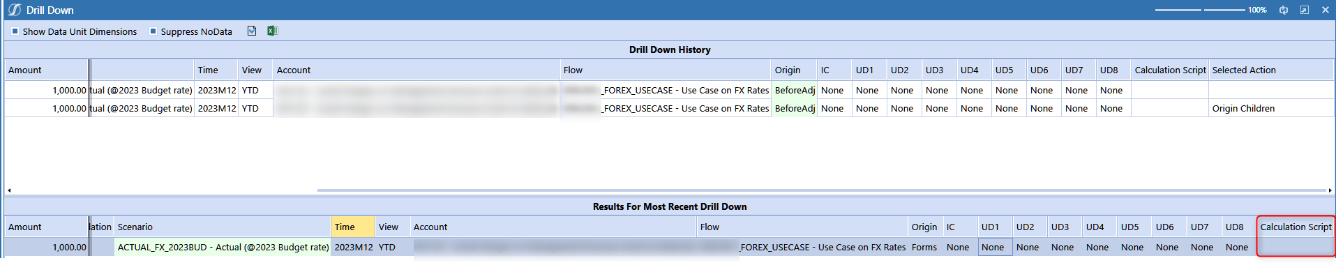 Calculation Script In Drill Down Onestream Community